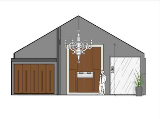 interieurarchitect Stan van den Wildenberg ontwerpt aanzicht interieur voor loft appartement met keuken eiland met indirecte verlichting