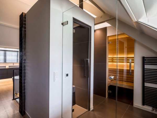 binnenhuisarchitect Wildenberg ontwerp slaapkamer zolder met sauna en stoomcabine binnenhuisarchitect Wildenberg ontwerp slaapkamer zolder met sauna en stoomcabine