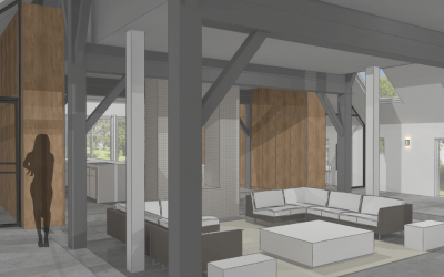 binnenhuisarchitect ontwerpt interierieur woonboerderij met rieten kap woonkamer render binnenhuisarchitect ontwerpt interierieur woonboerderij met rieten kap woonkamer render